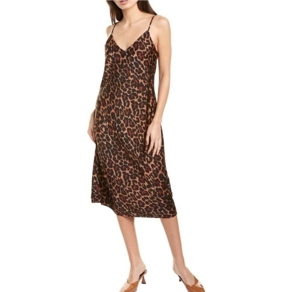 J. Crew Darla Leopard Midi Slip Dress Size 10 Brown Slinky Cocktail Party Chic